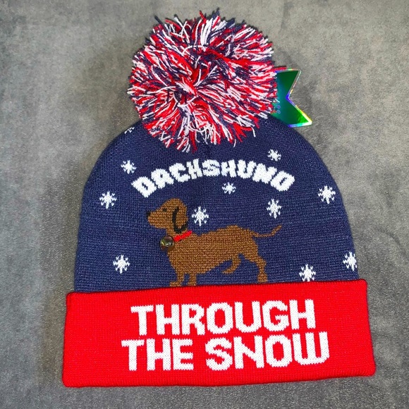 Ugly Stuff Accessories - NWT Dachshund Through The Snow winter beanie hat